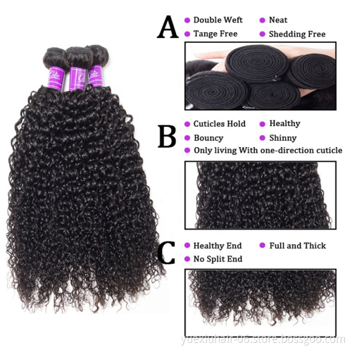 Grade 10A Pure Virgin Hair Cuticle Aligned Brazilian Hair Curly Wave Hair Extension with 4x4 Lace Closure for Women